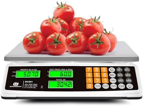 Price Computing Scale 88lb/40kg Commercial Food Scale for Produce Meat Weighing, LCD Display and Green Bright Backlight for Farmers Markets, Meat Shop, Deli, （Not for Trade）