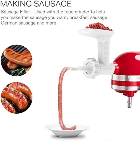 KITCHTREE Fruit & Vegetable Strainer Attachment Set for KitchenAid - Includes Food Grinder Attachment and Sausage Stuffer Tubes, Compatible with KitchenAid Stand Mixers