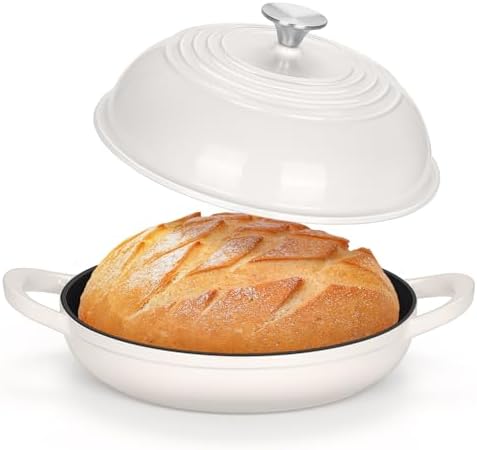TeamFar Cast Iron Bread Dutch Oven, 6 Qt Enameled Dutch Oven Pot