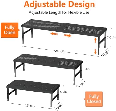 HI NINGER Expandable adjustable stackable kitchen organizer,Spice Racks,Counter Shelf for Cabinets,Small Cupboard Organizers,Heavy Duty Metal Pantry Storage Shelves Racks for kitchen,cabinet
