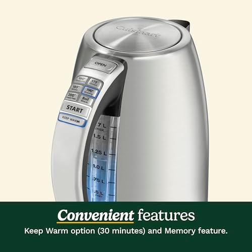 Cuisinart Electric Kettle, 1500W Fast Heating, 6 Temp Presets, 1.7L