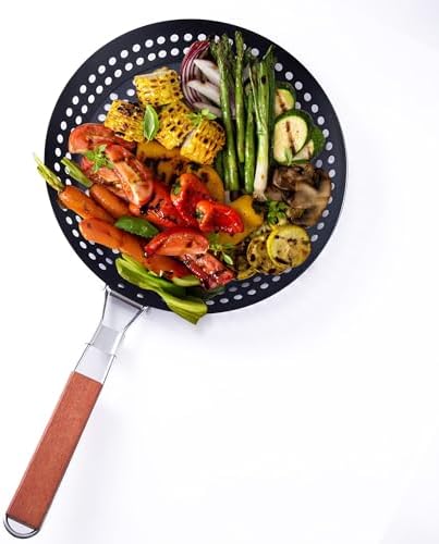 12 in Kozmatik Turkish Grill Pan, Nonstick Carbon Steel Basket