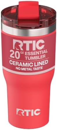 RTIC 20oz Essential Tumbler with Lid, Ceramic Lined, Flag Red