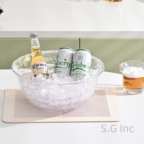 S.G Premium Quality 2 Gallon / 8 Quart Clear Plastic Punch Bowl - Embroidered Design with Elegant look Serving Bowl. (Punch Bowl Only)
