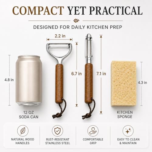 Vegetable Peeler Set, Stainless Steel Y and Straight Peelers, 2-Piece