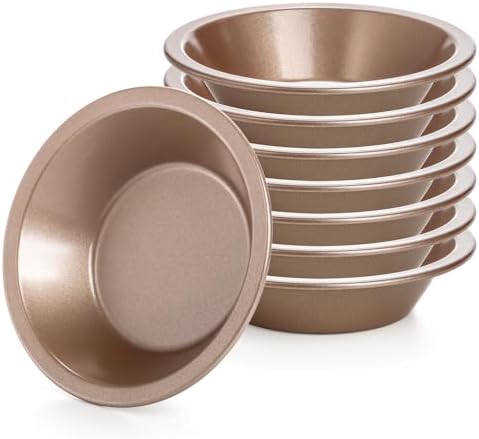 8 Pack Mini Pie Pan Set, 5 Inch Reusable Nonstick Individual Dish Pies Plate Carbon Steel Pie Tins Small Round Metal Bakeware for Baking Pot Pies, Cakes, Quiches, Tarts, Desserts, Christmas