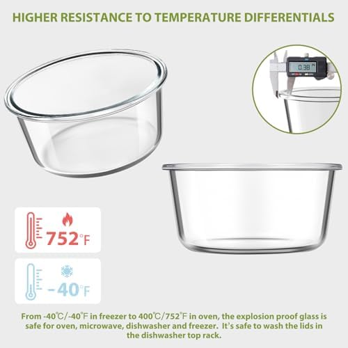25oz Glass Meal Prep Containers for Food Storage with Airtight Lids, 4 PACK