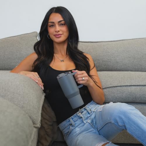 HydroJug Coffee Traveler 20oz Ceramic-Lined Mug with Handle, Stone