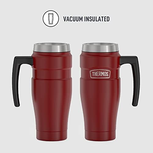 THERMOS Stainless King Vacuum-Insulated Travel Mug with Handle - 16oz, Rustic Red, Thermos Tumbler for Hot/Cold Drinks, Leak-Proof & Sweat-Proof Stainless Steel Coffee Mug with Lid (Pack of 4)