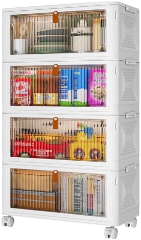 YFXCVSL 4 Tier Plastic Storage Bins with Lid 36QT, Stackable Storage Bins