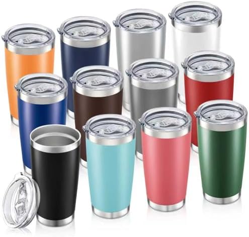 20oz Tumbler Bulk with Lid Stainless Steel Tumblers, 12 Pack