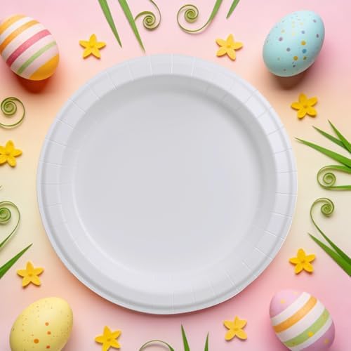 JOLLY CHEF10 inch 140 Pack Disposable Paper Plates,Soak Proof, Cut Proof, Microwave Safe Heavy Duty Paper Plates Everyday Use