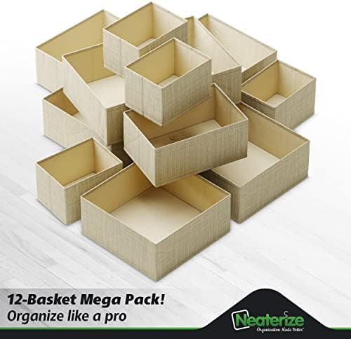 Drawer Organizer Clothes Set of 12 Beige - Dresser Organizer For Nursery, Bedroom, Closet - The Perfect Baby Clothes Organizers and Storage & General Nursery Organization or Dresser Drawer Organizers