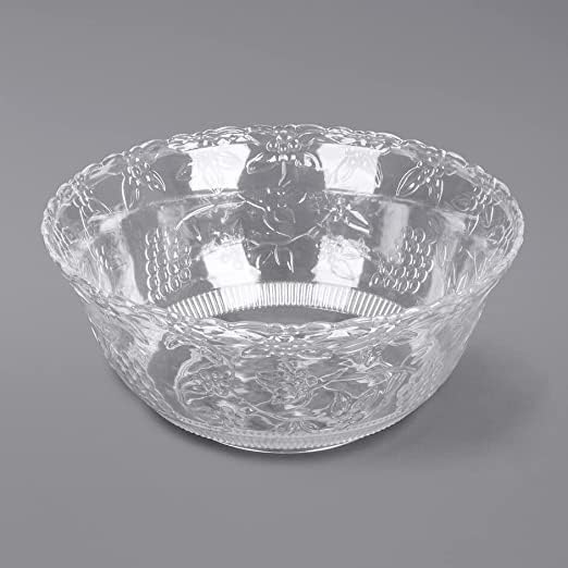 S.G Premium Quality 2 Gallon / 8 Quart Clear Plastic Punch Bowl - Embroidered Design with Elegant look Serving Bowl. (Punch Bowl Only)