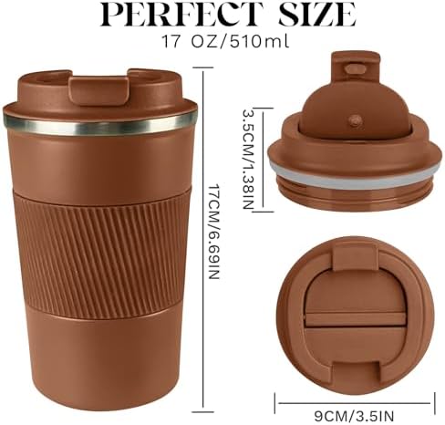 Insulated Travel Coffee Mug, Stainless Steel Coffee Cup with Leakproof Lid