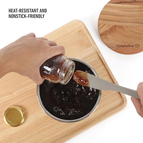 Calphalon Edge Jar Scraper, 9-Inch Silicone Jar Spatula, Flexible Cleaning Scraper for Jars, Bottles & Containers, Slim Heat-Resistant Nonstick-Safe Kitchen Tool, Taupe