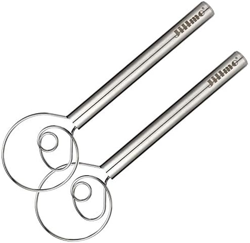 Jillmo Danish Dough Whisk, 12 Inch Stainless Steel Bread Whisk, 2 Pack