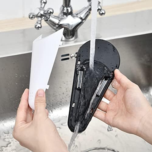 Scissor Holder with Magnetic Adsorption & Draining Holes Design, Detachable Refrigerator Scissors Storage Box Scissor Organizer for Kitchen Organization Scissor Block without Scissor Black