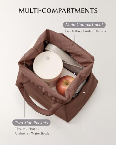 EACHY Insulated Lunch Bag for Women, Upgraded 13L Large Capacity Lunch Box, Stylish Drawstring Tote with Stain-Resistant Wipe-Clean Lining, Thermal Cooler Carrier for Work, Nursing and Commute