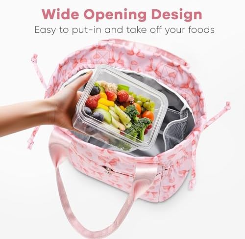 Yarnic Lunch Bag Women Insulated Lunch Box with Water Bottle Holder