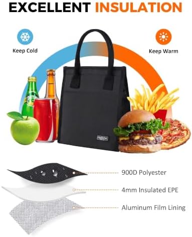 Small Insulated Lunch Bag Women Men, Reusable Cooler Tote Thermal Snack Bag