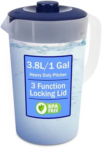 Water Pitcher with Lid 1 Gallon Pitcher BPA Free & Phthalate Free - Navy