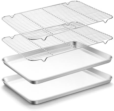 TeamFar Stainless Steel Baking Sheet with Rack Set, 20"x14"x1.2"