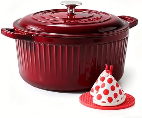 SENSARTE 5.5QT Dutch Oven with Lid, Enameled Cast Iron Dutch Pot Oven Safe