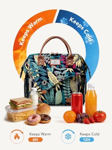 Lekesky Insulated Lunch Bag Portable Lunch Bag for Women-11L, Forest