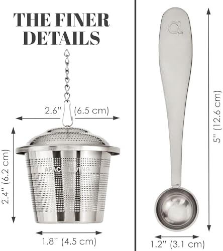 Tea Infuser Set of 2 with Tea Scoop & Drip Trays, Loose Leaf Tea Strainer