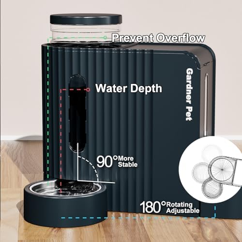 Gravity Automatic Cat Feeder, Water & Food Dispenser Set, Stainless Bowls