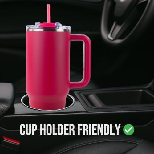 Big Swig 40oz Tumbler with Handle and Straw - Hot Pink, 40 oz Tumbler, Insulated Cup with Handle, 40oz Water Bottle with Straw, Thermal Cups, Leak Proof Lid, Travel Mugs, Stainless Steel