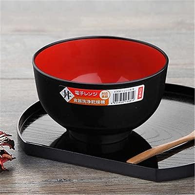 JapanBargain, Authentic Japanese Plastic Ramen Bowl, Black and Red Lacquered Style Noodle Soup Bowl, Made in Japan, Food Safe BPA Free, Microwave and Dishwasher Safe, 38 oz