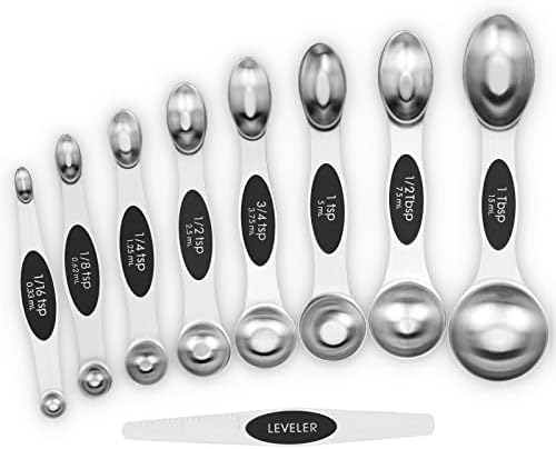 Aovchei 9 PCS Black Magnetic Measuring Spoons Set