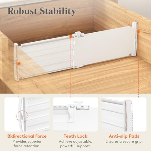 Lifewit 5" Tall Drawer Dividers, Adjustable Deep Drawer Organizer Clothes