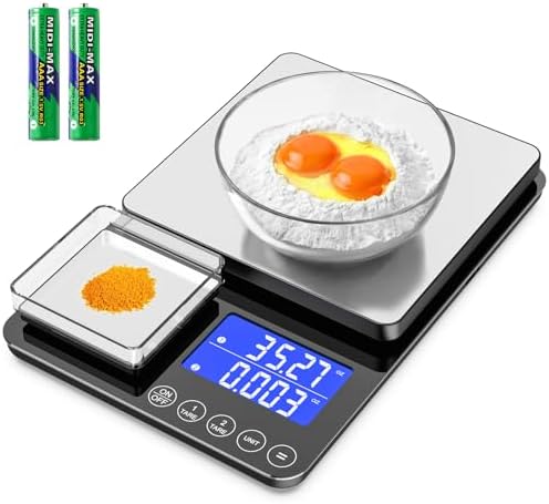 KKZ 0.001oz/33lb Kitchen Scale, Dual Platform Food Scale Grams and Ounces