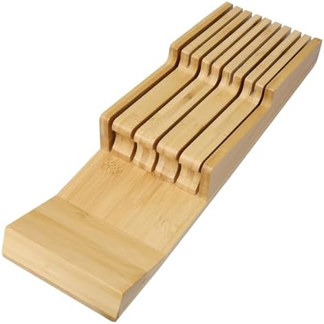 Bamboo In-Drawer Knife Block,Knife Block without Knives, Fit for 9 Knives