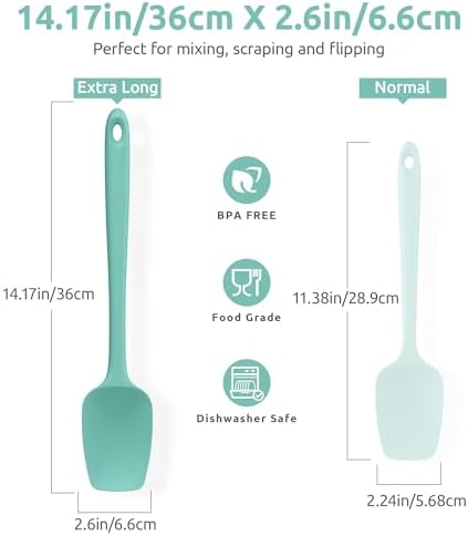U-Taste 14" Long Silicone Spoonula, 600°F High Temp Spoon Spatula, Aqua Sky