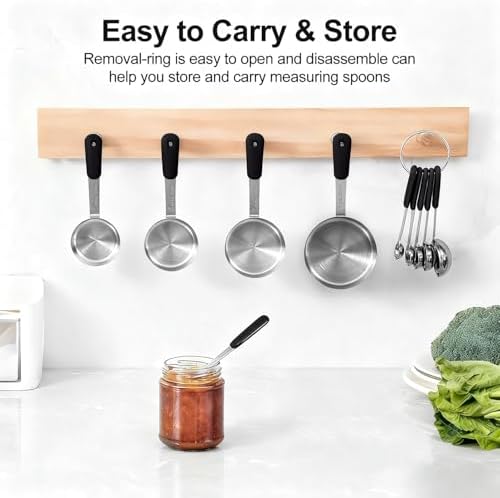 Bopei 10-Pcs Stainless Steel Measuring Cups & Spoons Set, Black Handles