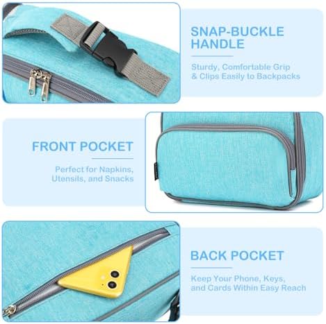 FlowFly Kids Lunch box Insulated Soft Bag Mini Cooler Back to School Thermal Meal Tote Kit for Girls, Boys, Sea Blue