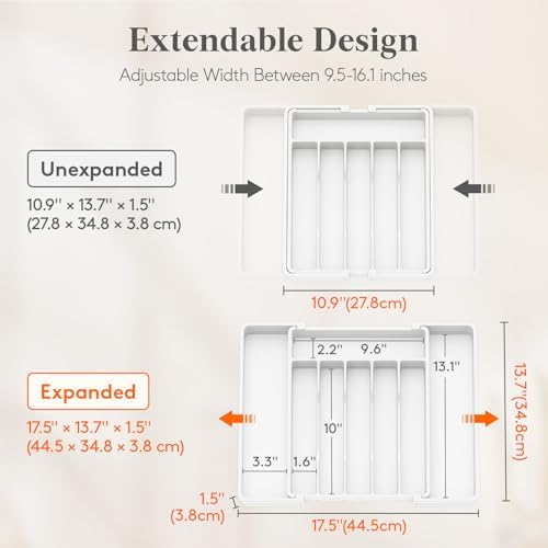 Lifewit Expandable Silverware Drawer Organizer, Kitchen Utensil Tray