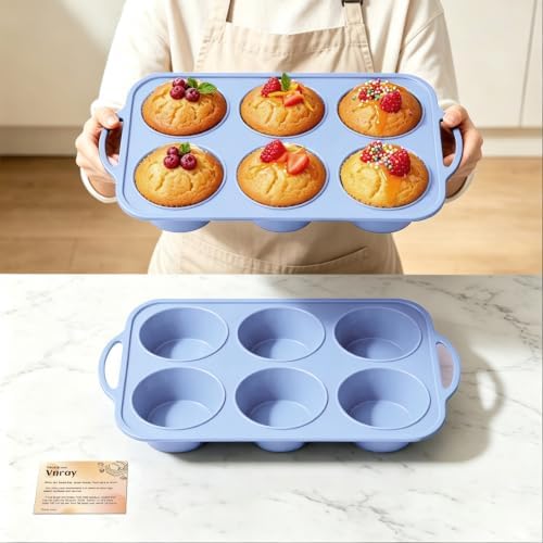 Jumbo Muffin Tin for Egg Bites: 2 PCS Large Silicone Muffin Pan with Frame