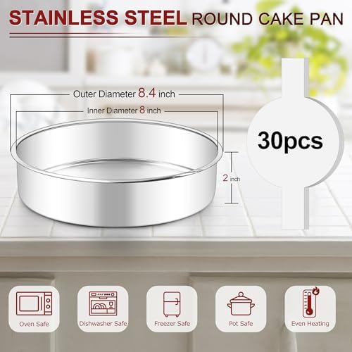 LIANYU 8 Inch Round Cake Pan, Circle Layer Cake Tin for Baking