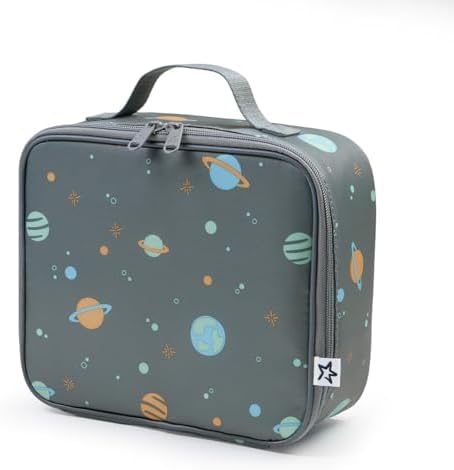 Tiny Twinkle Insulated Lunch Box for Girls and Boys | Durable and Reusable for School & Travel | Ages 3 and Up | Waterproof and Easy to Clean | PFAs and BPA Free（Space）