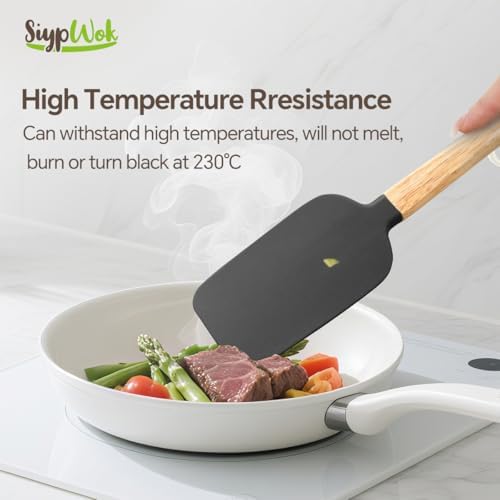 Silicone Spatula Set, Food Grade Rubber Spatula-5 Piece Nonstick Rubber Spatulas, Spoonula, Jar Scraper for Cooking, Baking, Mixing, Frosting - Heat Resistant Up to 600°F (5 Pcs Black)