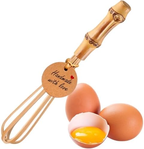 Handmade Bamboo Whisk, 5.7 Inch Mini Wooden Whisk for Cooking