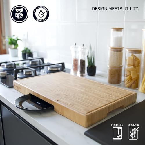 Bamboo Cutting Board, End Grain Butcher Block for Kitchen, Extra Thick 1.7"