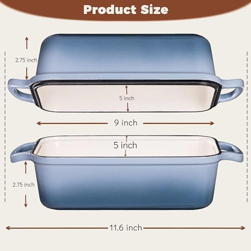 Cast Iron Loaf Pan with Lid, 9x5 Loaf Pans for Homemade Bread