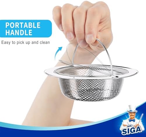 MR.SIGA Kitchen Sink Strainer, Stainless Steel Sink Drain Strainer, 2 Pack