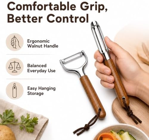 Vegetable Peeler Set, Stainless Steel Y and Straight Peelers, 2-Piece